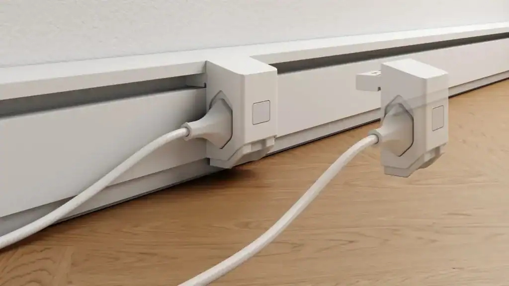 Bild: Stromführende Leiste als Sockelleiste – flexible Stromversorgung überall, weniger Kabelsalat, mehr Gestaltungsfreiheit.